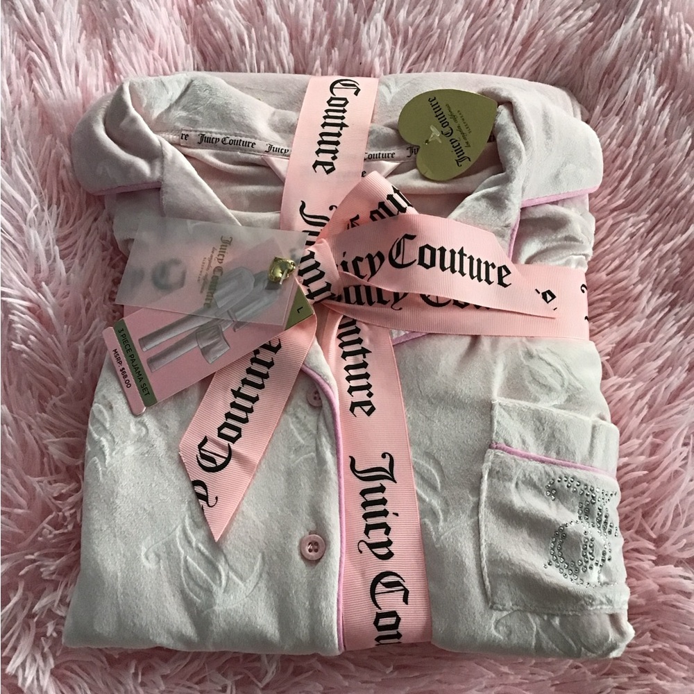 NWT Juicy Couture Pink 3 Pcs Soft Sleepwear Set Size Large